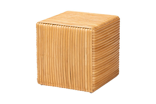 bali & pari - Karina Footstool - KARINA-Wooden/Light Honey Rattan-Stool view 1