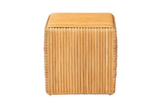 bali & pari - Karina Footstool - KARINA-Wooden/Light Honey Rattan-Stool view 2