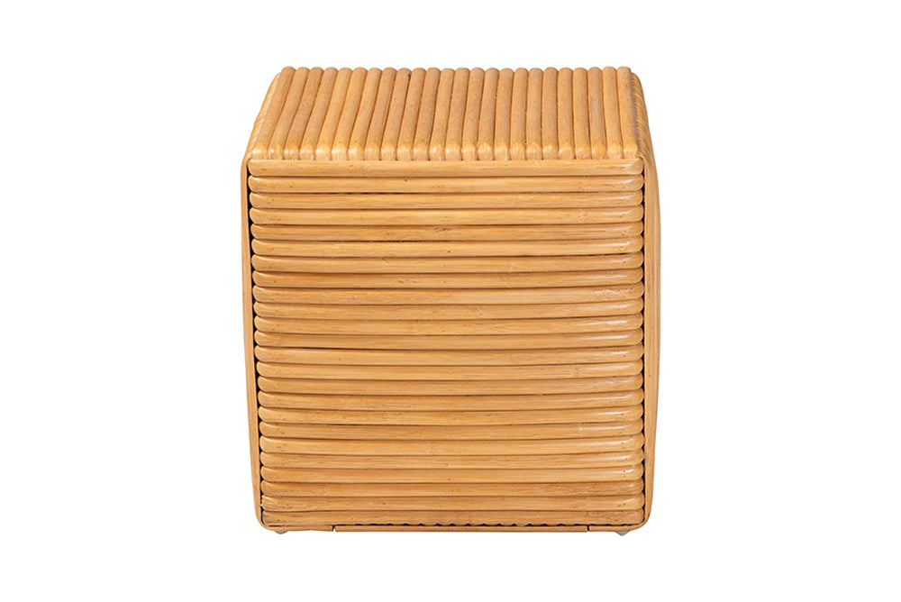bali & pari - Karina Footstool - KARINA-Wooden/Light Honey Rattan-Stool view 3