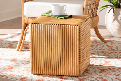 bali & pari - Karina Footstool - KARINA-Wooden/Light Honey Rattan-Stool view 5