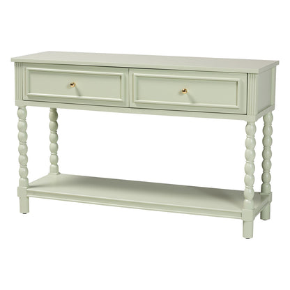 bali & pari - Karnia Console Table in Mint Green - Karnia-Green-Wooden-Console Table view 1