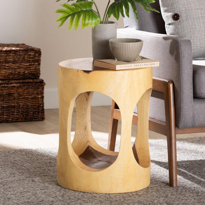 bali & pari - Kaseko End Table in Natural Brown - Suar S/T 009-Natural-Side Table view 7
