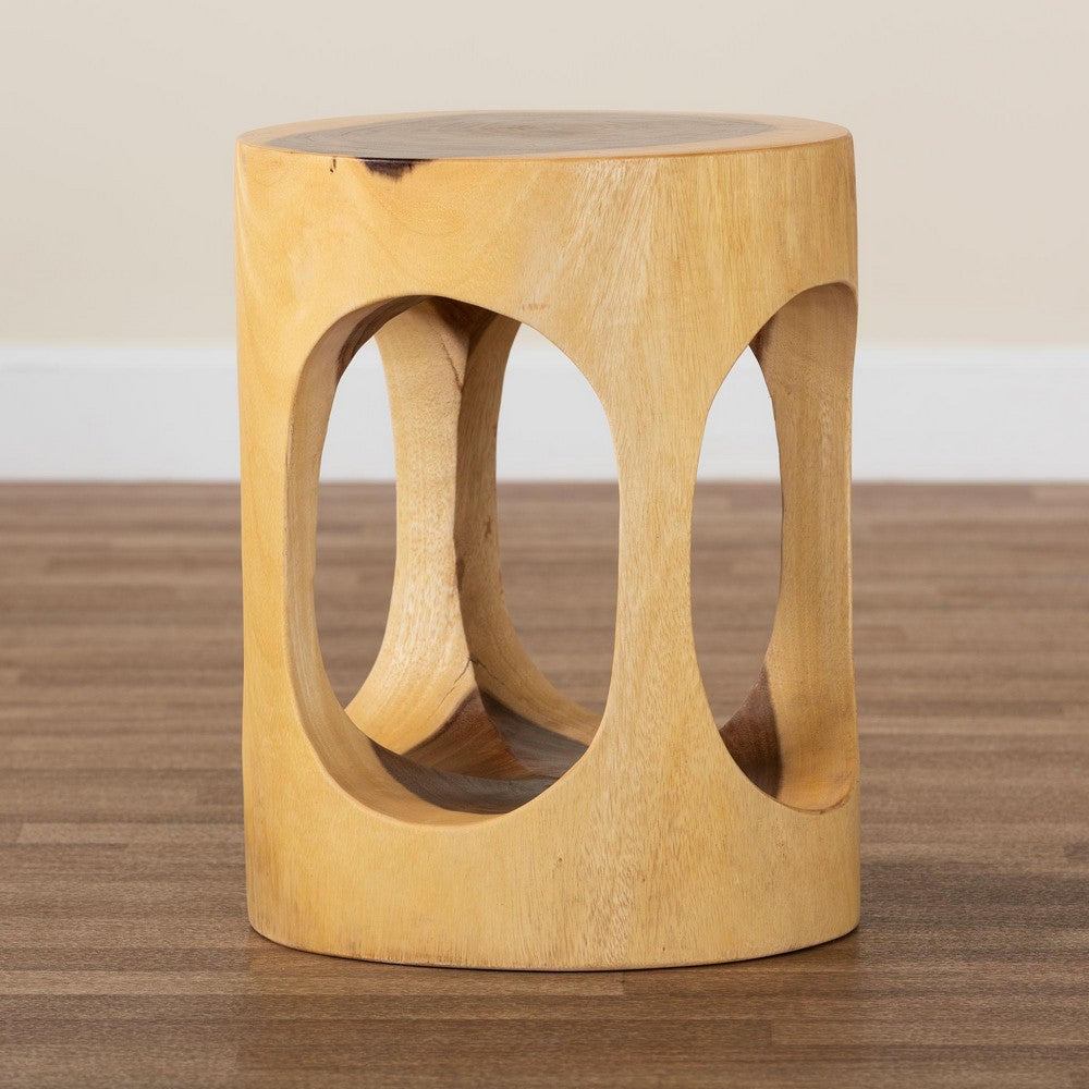 bali & pari - Kaseko End Table in Natural Brown - Suar S/T 009-Natural-Side Table view 8