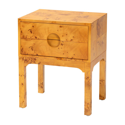 bali & pari - Kayla Nightstand in Light Mappa Burl - SVN-1152-Natural Burl Op1-Kayla-NS view 1
