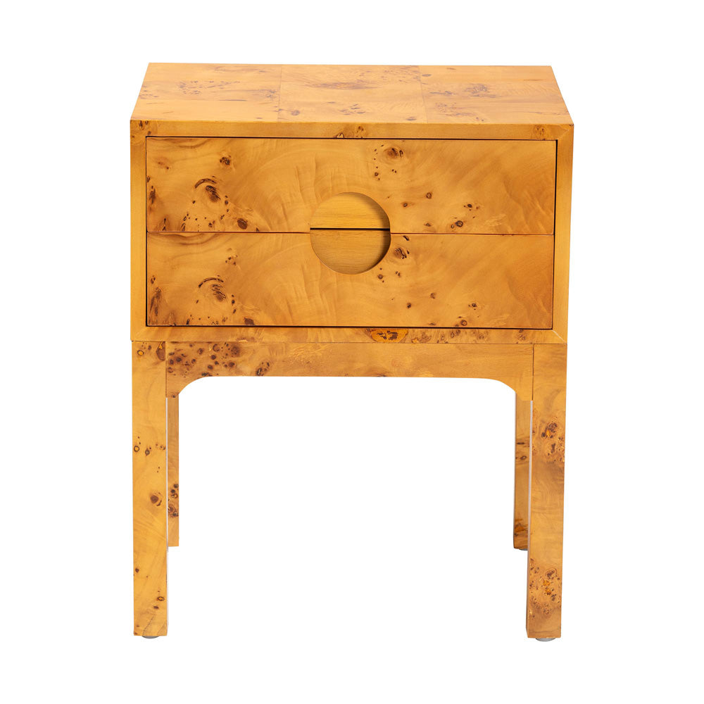 bali & pari - Kayla Nightstand in Light Mappa Burl - SVN-1152-Natural Burl Op1-Kayla-NS view 3