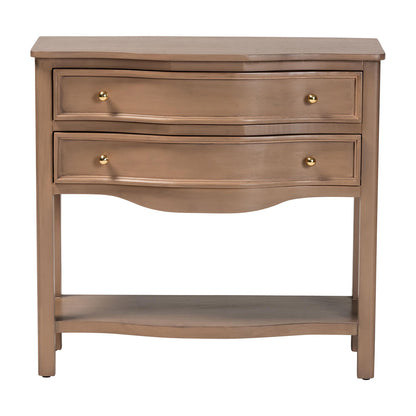 bali & pari - Kelila Console Table in Champagne Brown  - Kelila-Antq Brown-Wooden-2DRW-Console Table view 3