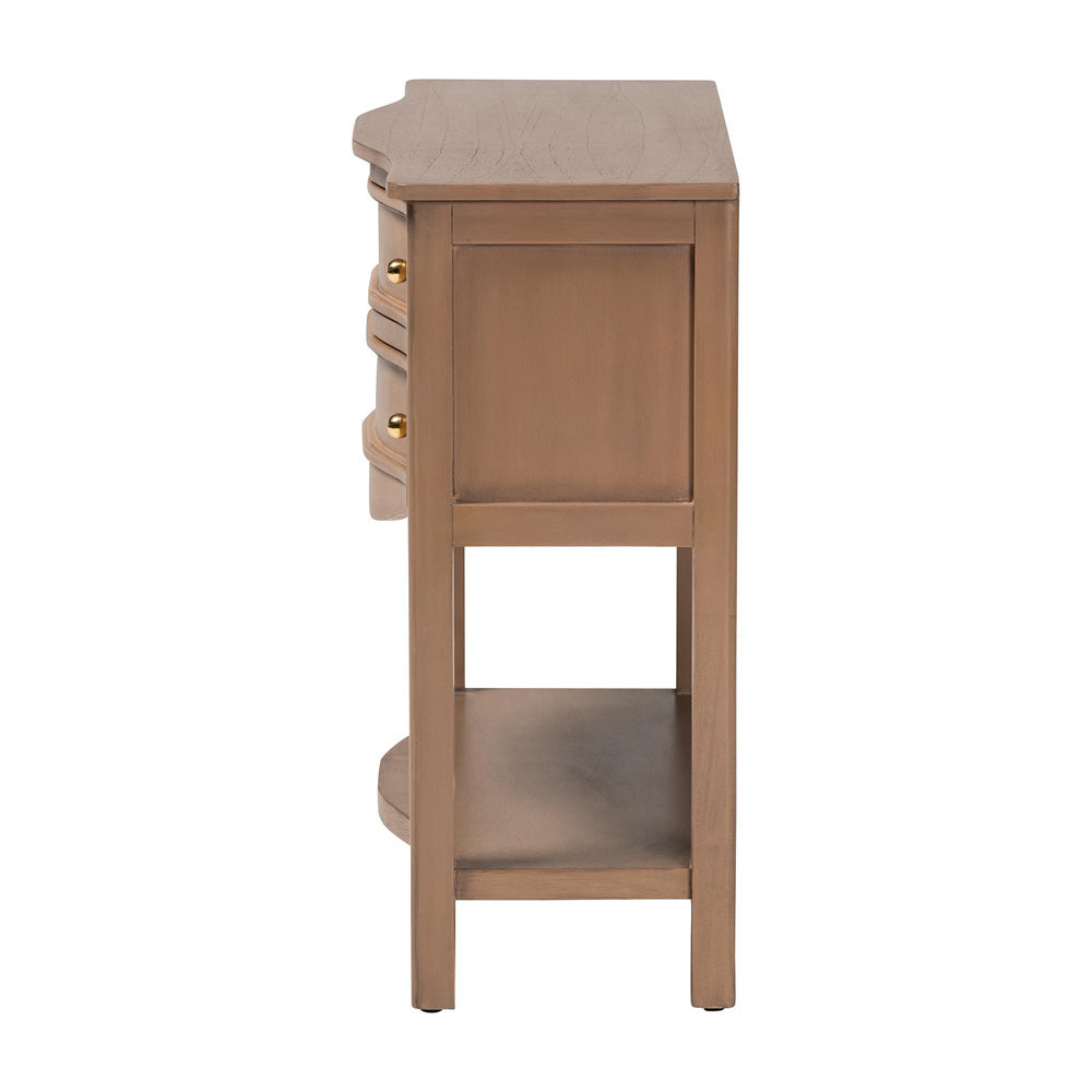 bali & pari - Kelila Console Table in Champagne Brown  - Kelila-Antq Brown-Wooden-2DRW-Console Table view 4