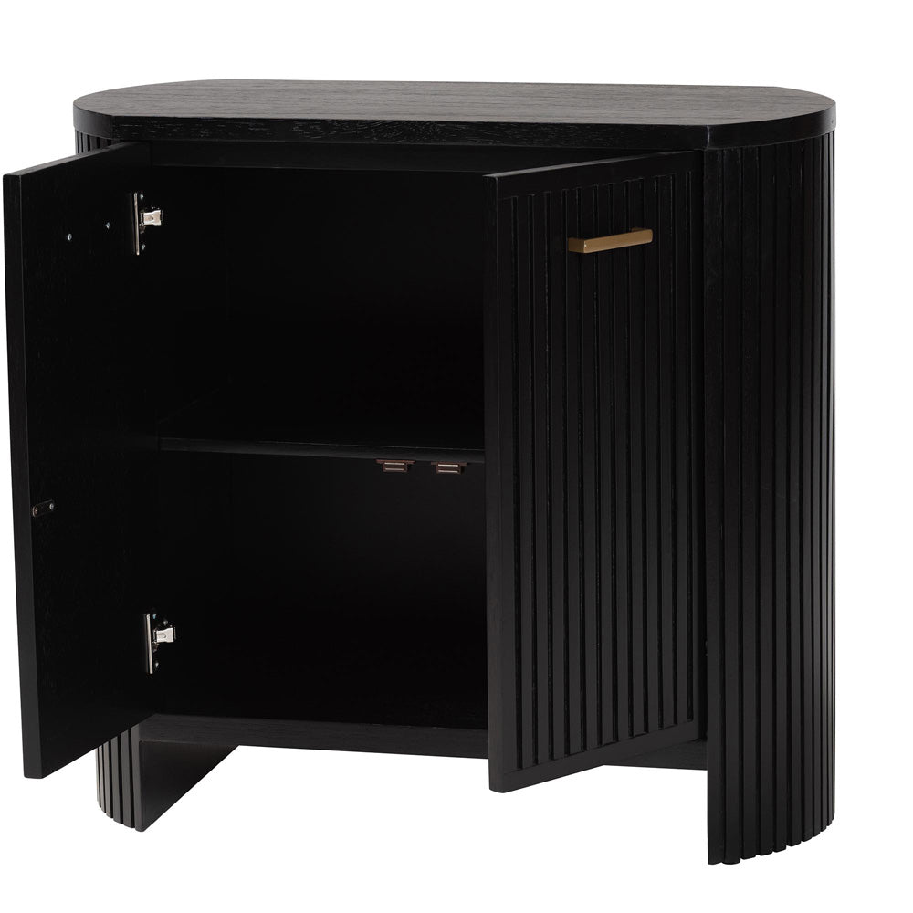 bali & pari - Keshet Storage Cabinet in Black - Keshet-Black-Wooden-2DR-Cabinet view 2