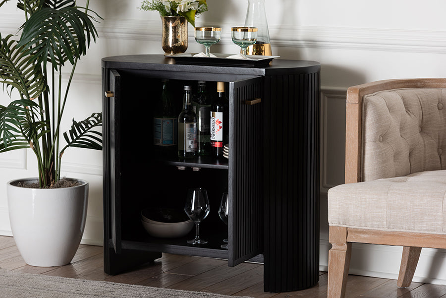 bali & pari - Keshet Storage Cabinet in Black - Keshet-Black-Wooden-2DR-Cabinet view 10