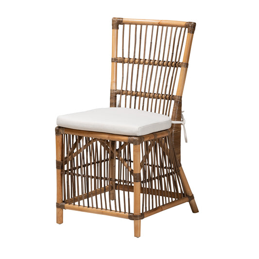 bali & pari - Kim Dining Chair in White/Natural Brown - Kim-Natural Rattan-DC view 1