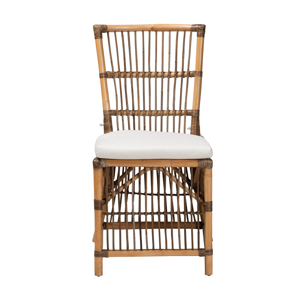 bali & pari - Kim Dining Chair in White/Natural Brown - Kim-Natural Rattan-DC view 2