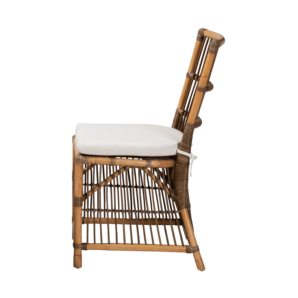 bali & pari - Kim Dining Chair in White/Natural Brown - Kim-Natural Rattan-DC view 3