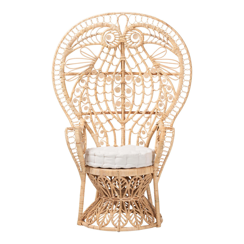 bali & pari - Kimiko Peacock Accent Chair in Natural Brown - WS185-Natural Peacock Rattan-Cushion-Chair view 2