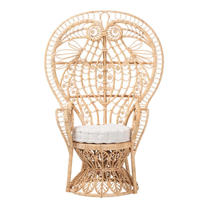 bali & pari - Kimiko Peacock Accent Chair in Natural Brown - WS185-Natural Peacock Rattan-Cushion-Chair view 2