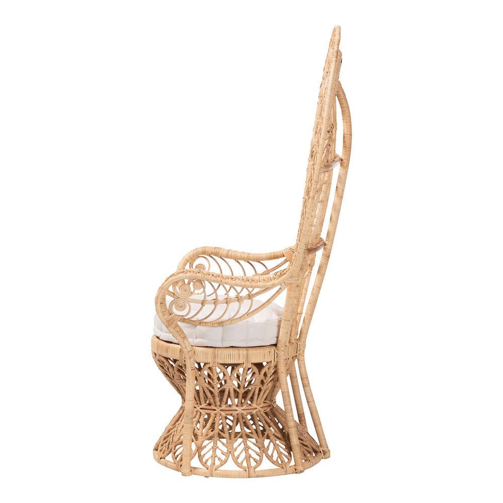 bali & pari - Kimiko Peacock Accent Chair in Natural Brown - WS185-Natural Peacock Rattan-Cushion-Chair view 3