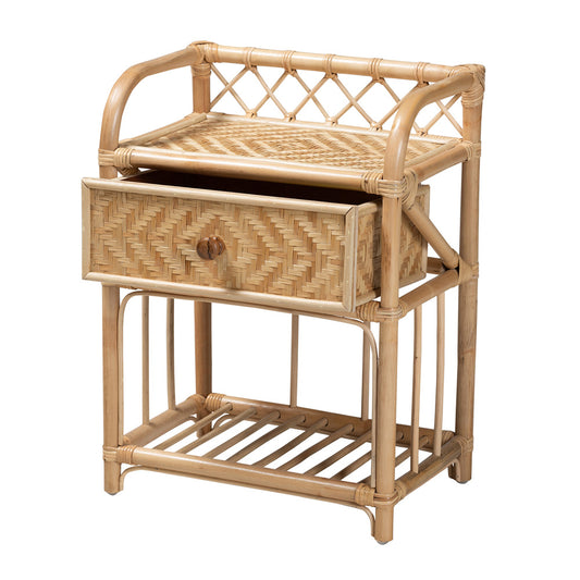 bali & pari - Kobie Nightstand in Natural Brown - Kobie-Rattan-NS view 2