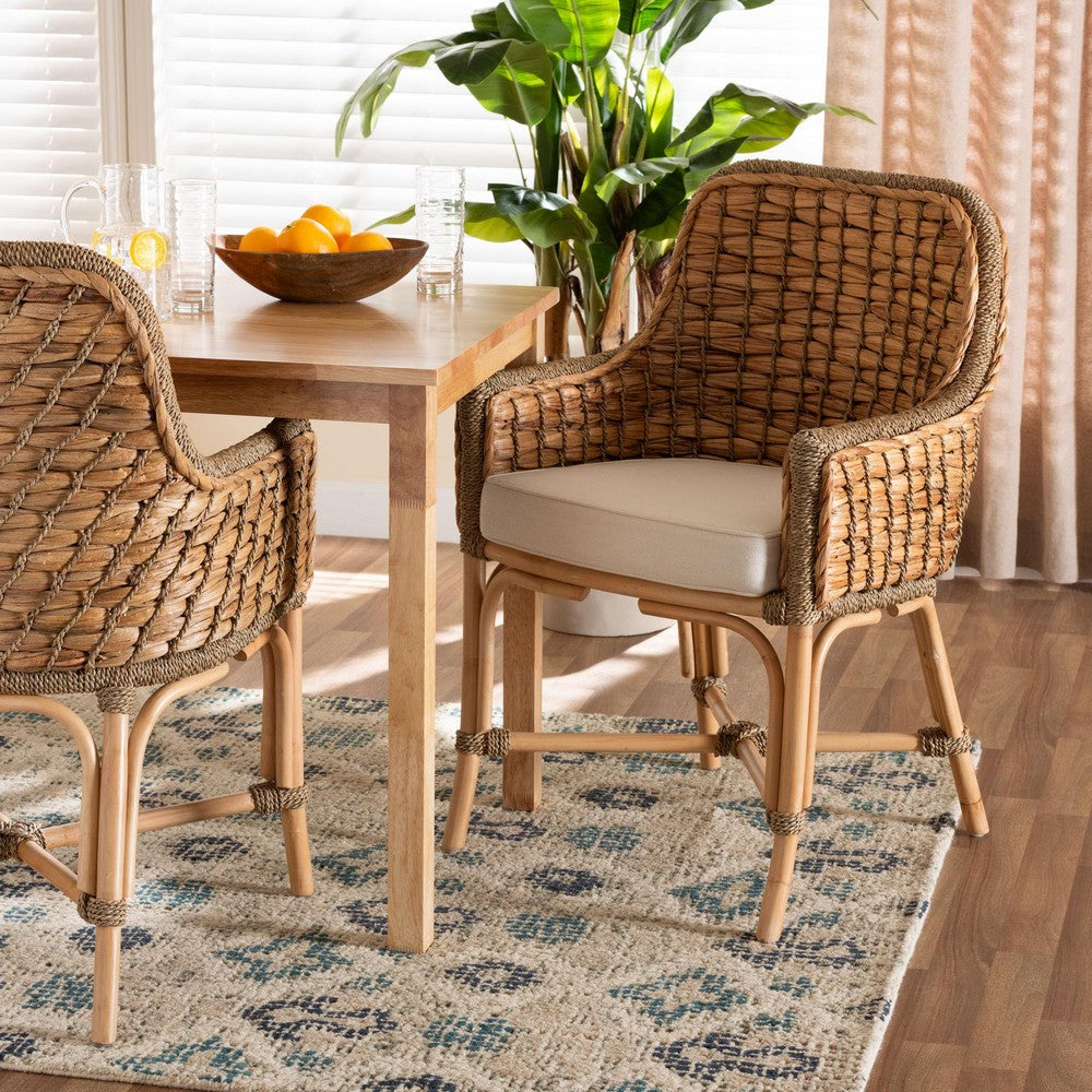 bali & pari - Kyle Dining Chair in White/Natural Brown - Kyle-Rattan-DC-Arm view 8