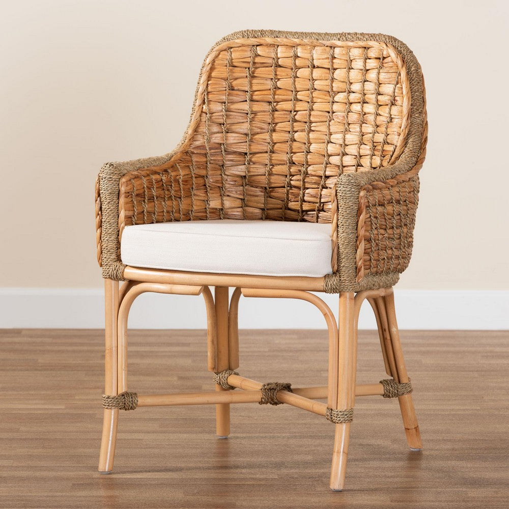 bali & pari - Kyle Dining Chair in White/Natural Brown - Kyle-Rattan-DC-Arm view 9