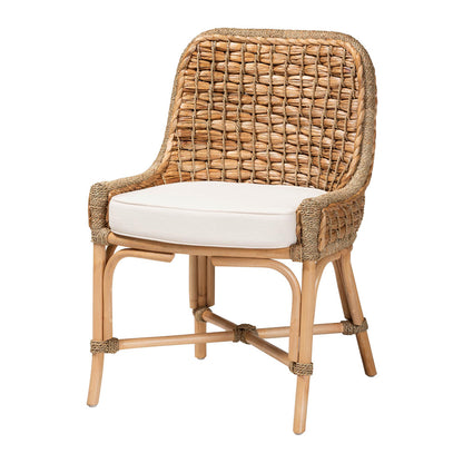bali & pari - Kyle Dining Chair in White/Natural Brown - Kyle-Rattan-DC-No Arm view 1