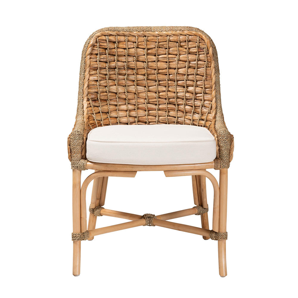 bali & pari - Kyle Dining Chair in White/Natural Brown - Kyle-Rattan-DC-No Arm view 2