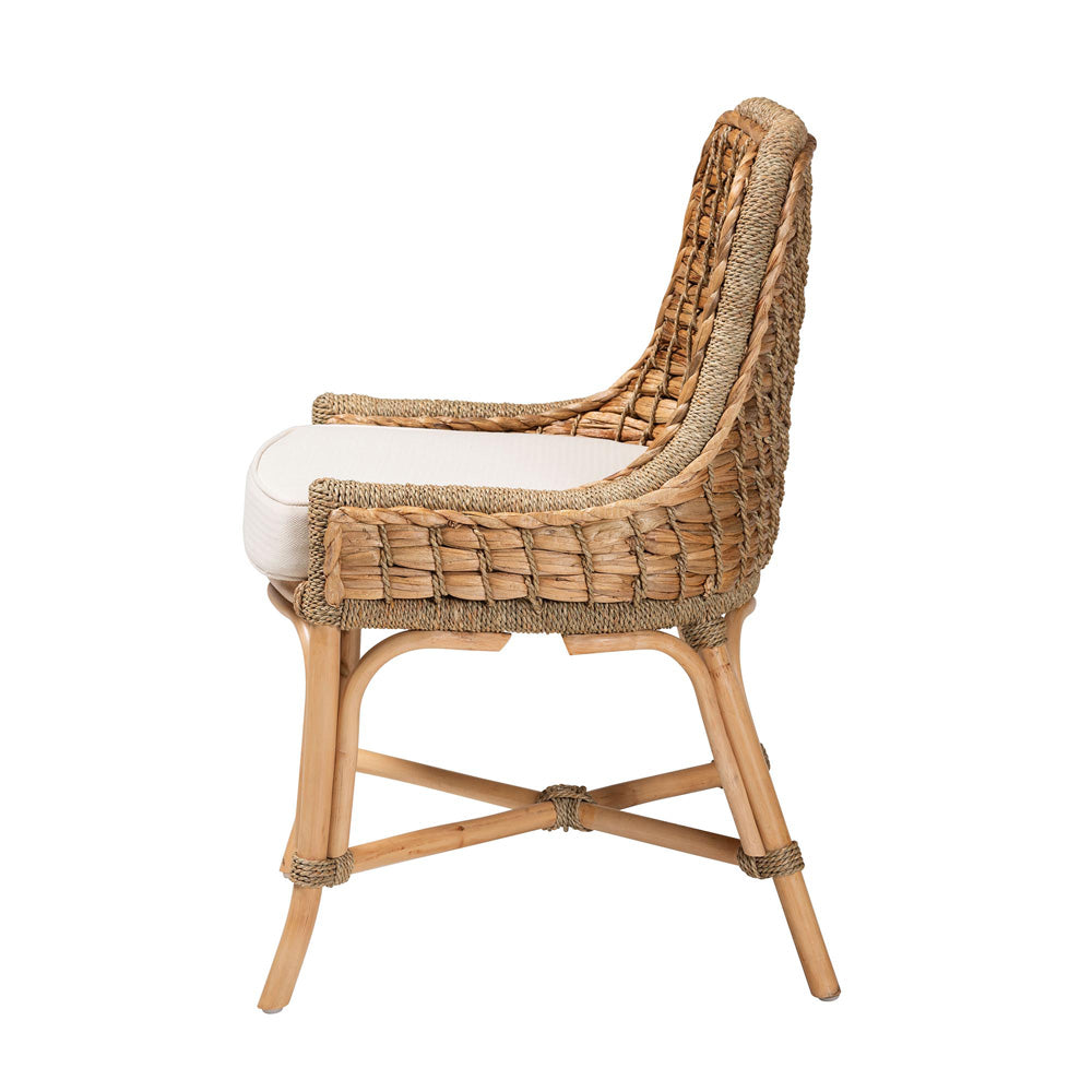bali & pari - Kyle Dining Chair in White/Natural Brown - Kyle-Rattan-DC-No Arm view 3