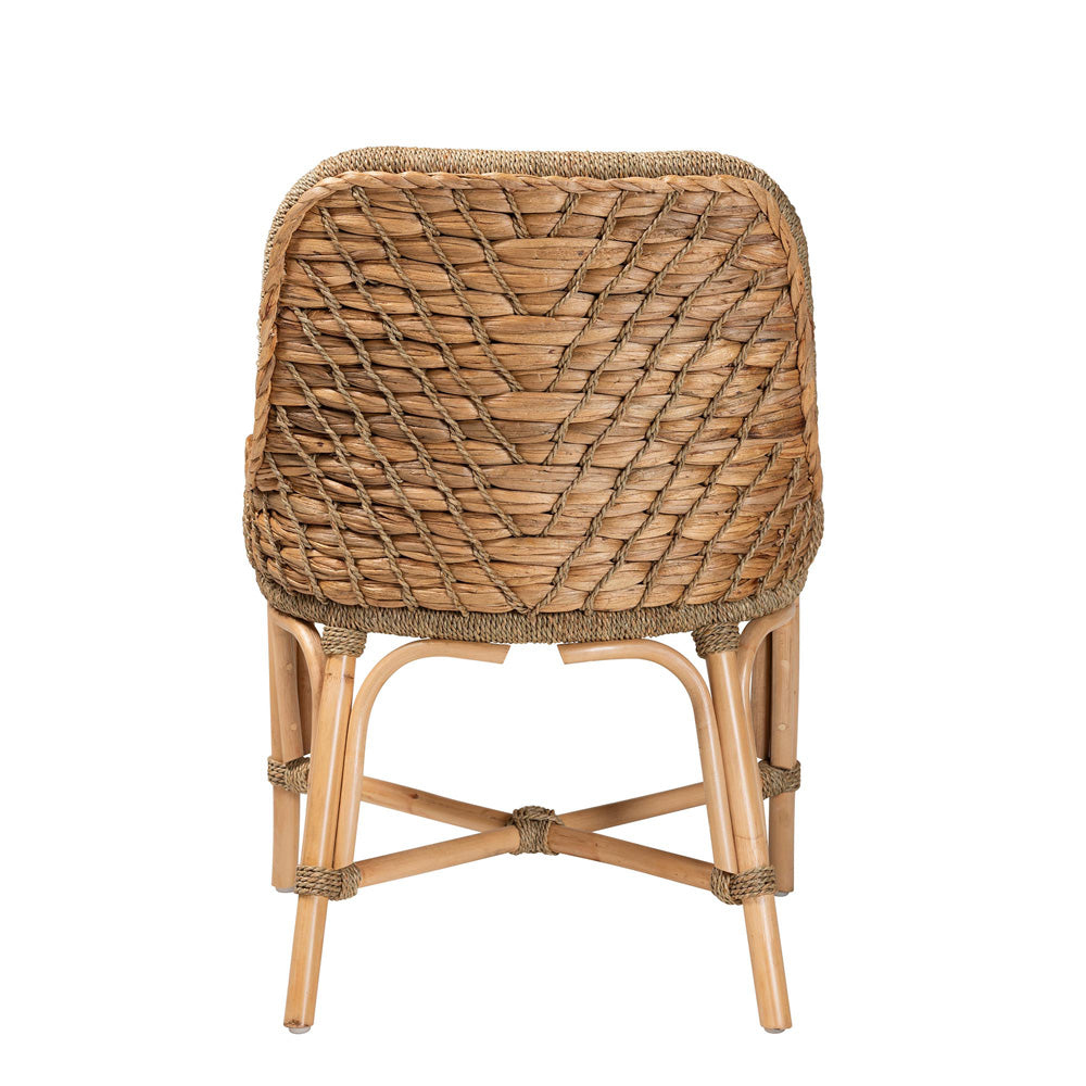 bali & pari - Kyle Dining Chair in White/Natural Brown - Kyle-Rattan-DC-No Arm view 4