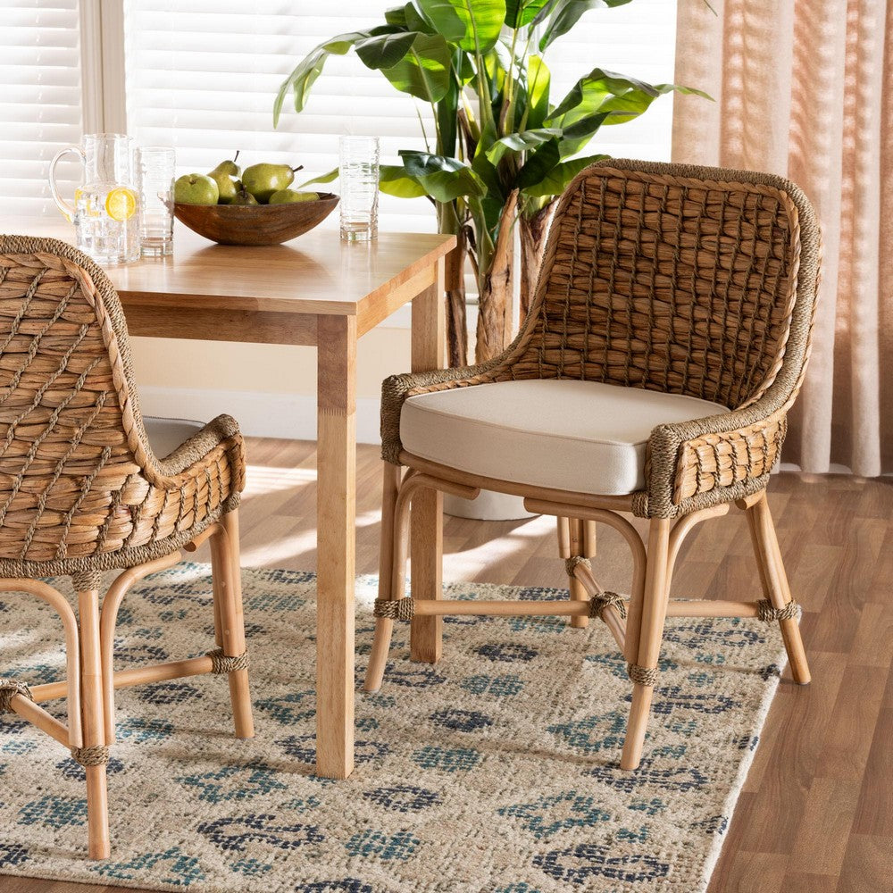 bali & pari - Kyle Dining Chair in White/Natural Brown - Kyle-Rattan-DC-No Arm view 8