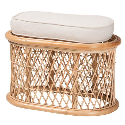 bali & pari - Ladonna Ottoman Footstool in Natural - WS072-Natural Rattan-Stool view 1