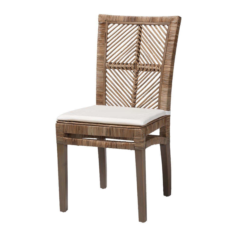 bali & pari - Laluna Dining Chair in Greywashed/White - Laluna-Grey Natural Rattan-DC view 1