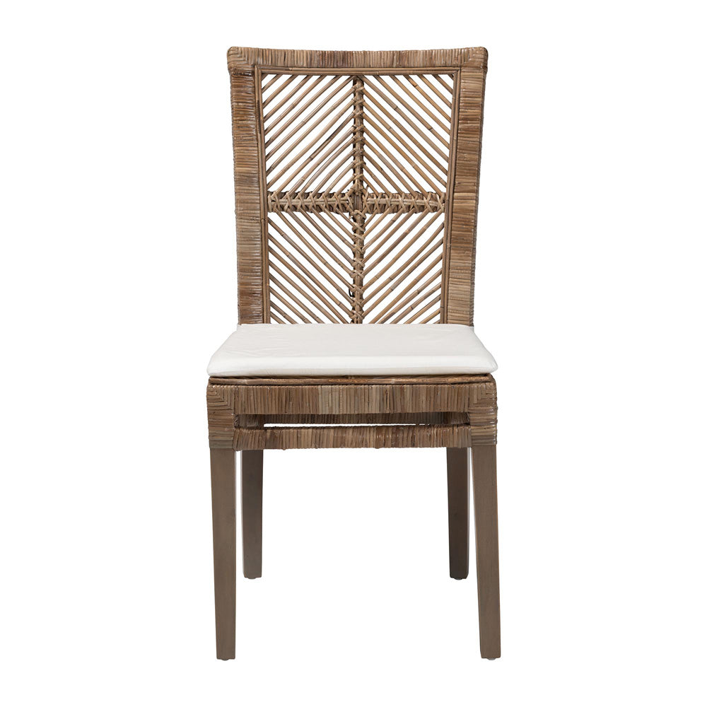 bali & pari - Laluna Dining Chair in Greywashed/White - Laluna-Grey Natural Rattan-DC view 2