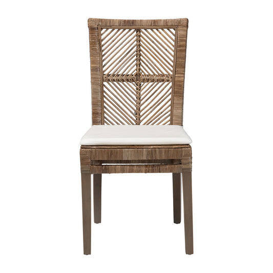 bali & pari - Laluna Dining Chair in Greywashed/White - Laluna-Grey Natural Rattan-DC view 2