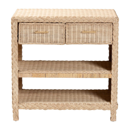 bali & pari - Lanica Console Table in Pale Brown - Braided Sun Bleached Ivory Rattan-Console Table view 3
