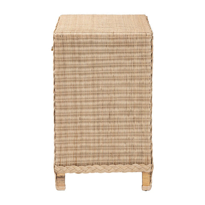bali & pari - Lanica Console Table in Pale Brown - Braided Sun Bleached Ivory Rattan-Console Table view 4