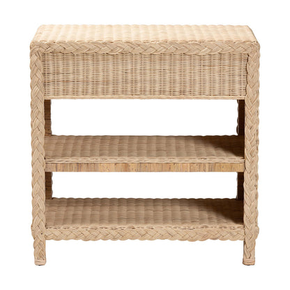 bali & pari - Lanica Console Table in Pale Brown - Braided Sun Bleached Ivory Rattan-Console Table view 5