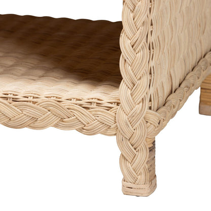 bali & pari - Lanica Console Table in Pale Brown - Braided Sun Bleached Ivory Rattan-Console Table view 7