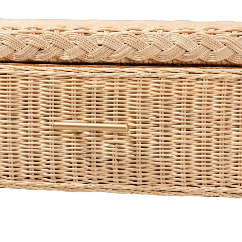 bali & pari - Lanica Console Table in Sun-bleached Rattan - Braided Sun Bleached Ivory Rattan-Version 2-Console Table view 6