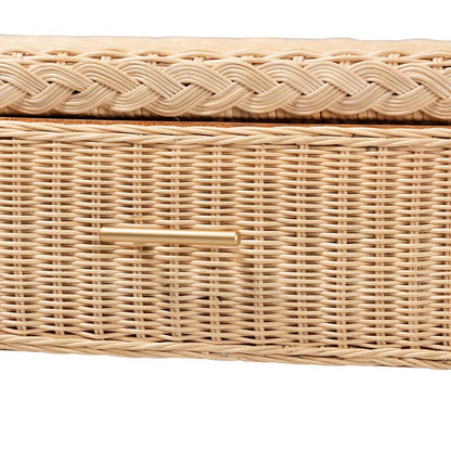 bali & pari - Lanica Console Table in Sun-bleached Rattan - Braided Sun Bleached Ivory Rattan-Version 2-Console Table view 6