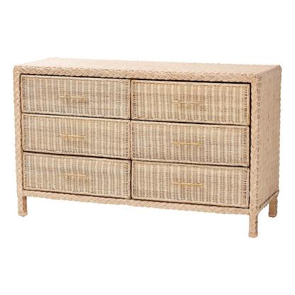 bali & pari - Lanica Dresser in Sun-bleached Rattan - Braided Sun Bleached Ivory-Wood/Rattan-6DW-Dresser view 1