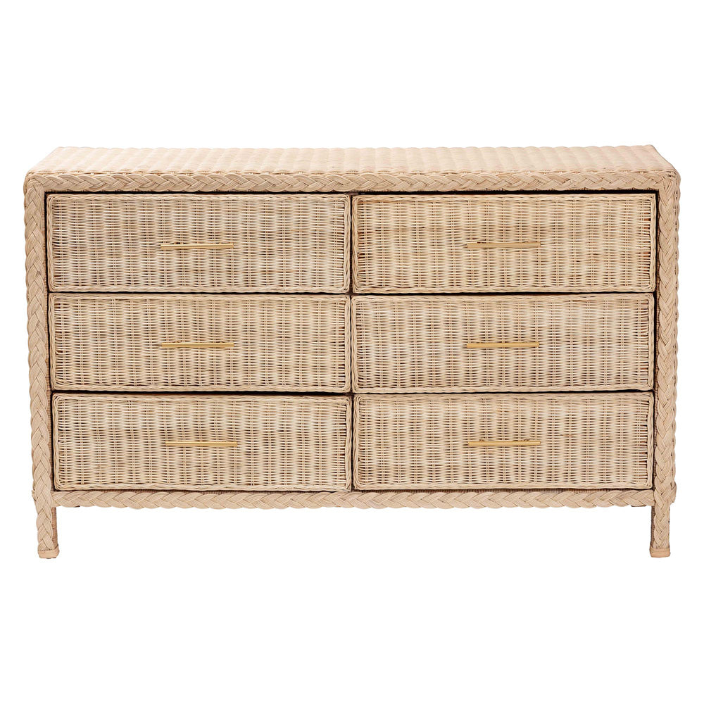 bali & pari - Lanica Dresser in Sun-bleached Rattan - Braided Sun Bleached Ivory-Wood/Rattan-6DW-Dresser view 3