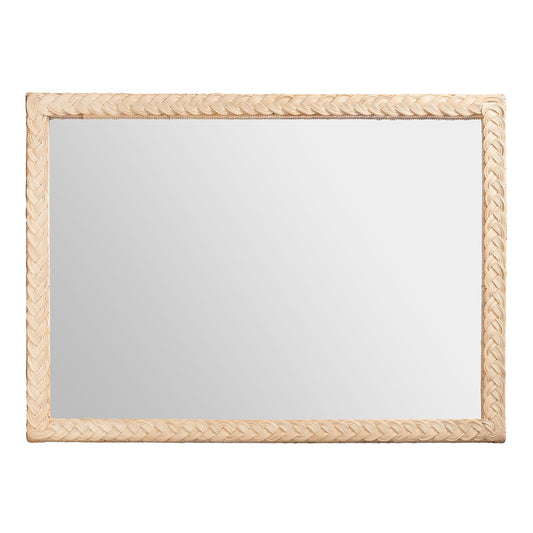 bali & pari - Lanica Mirror in Pale Brown - Braided Sun Bleached Ivory-Wood/Rattan-Mirror view 2