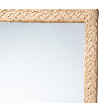 bali & pari - Lanica Mirror in Pale Brown - Braided Sun Bleached Ivory-Wood/Rattan-Mirror view 3