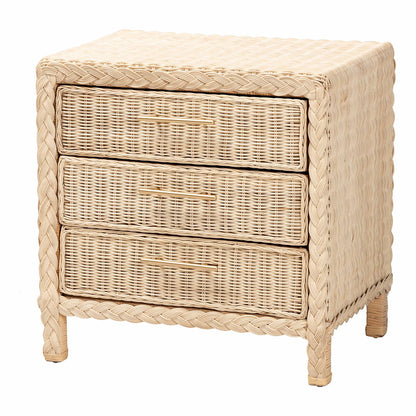 bali & pari - Lanica Nightstand in Pale Brown - Braided Sun Bleached Ivory-Wood/Rattan-3DW-NS view 1