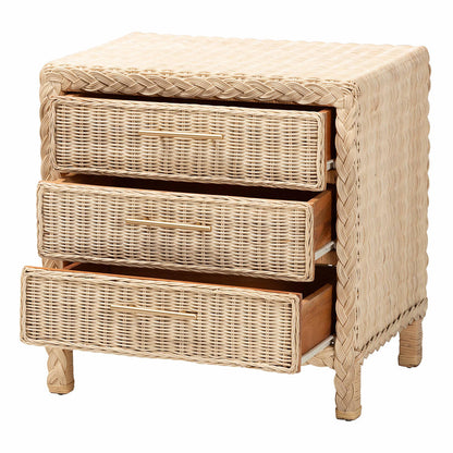 bali & pari - Lanica Nightstand in Pale Brown - Braided Sun Bleached Ivory-Wood/Rattan-3DW-NS view 2