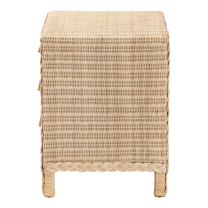 bali & pari - Lanica Nightstand in Pale Brown - Braided Sun Bleached Ivory-Wood/Rattan-3DW-NS view 4