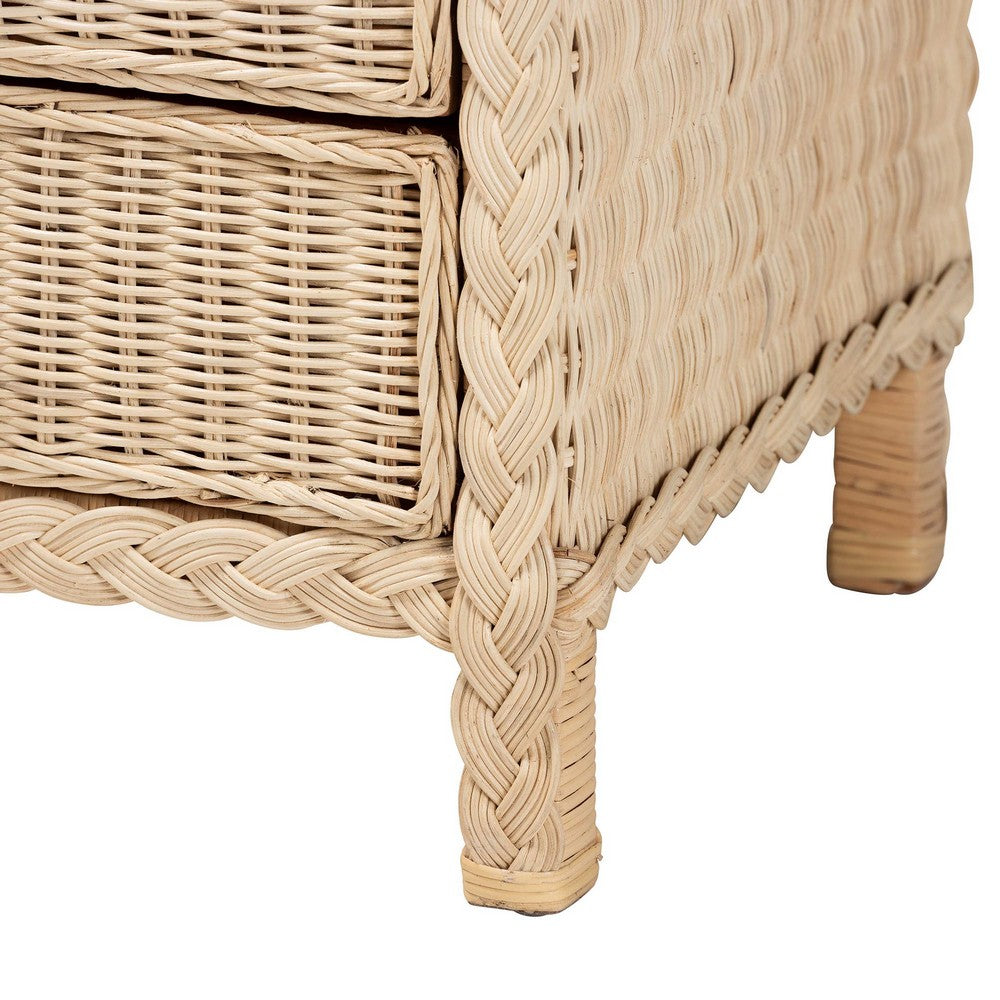 bali & pari - Lanica Nightstand in Pale Brown - Braided Sun Bleached Ivory-Wood/Rattan-3DW-NS view 7