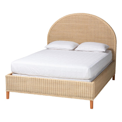 bali & pari - Lanica Queen Bedroom Set in Sun-bleached Rattan - Braided Sun Bleached Ivory-Wood/Rattan-4PC Bedroom Set-New view 3