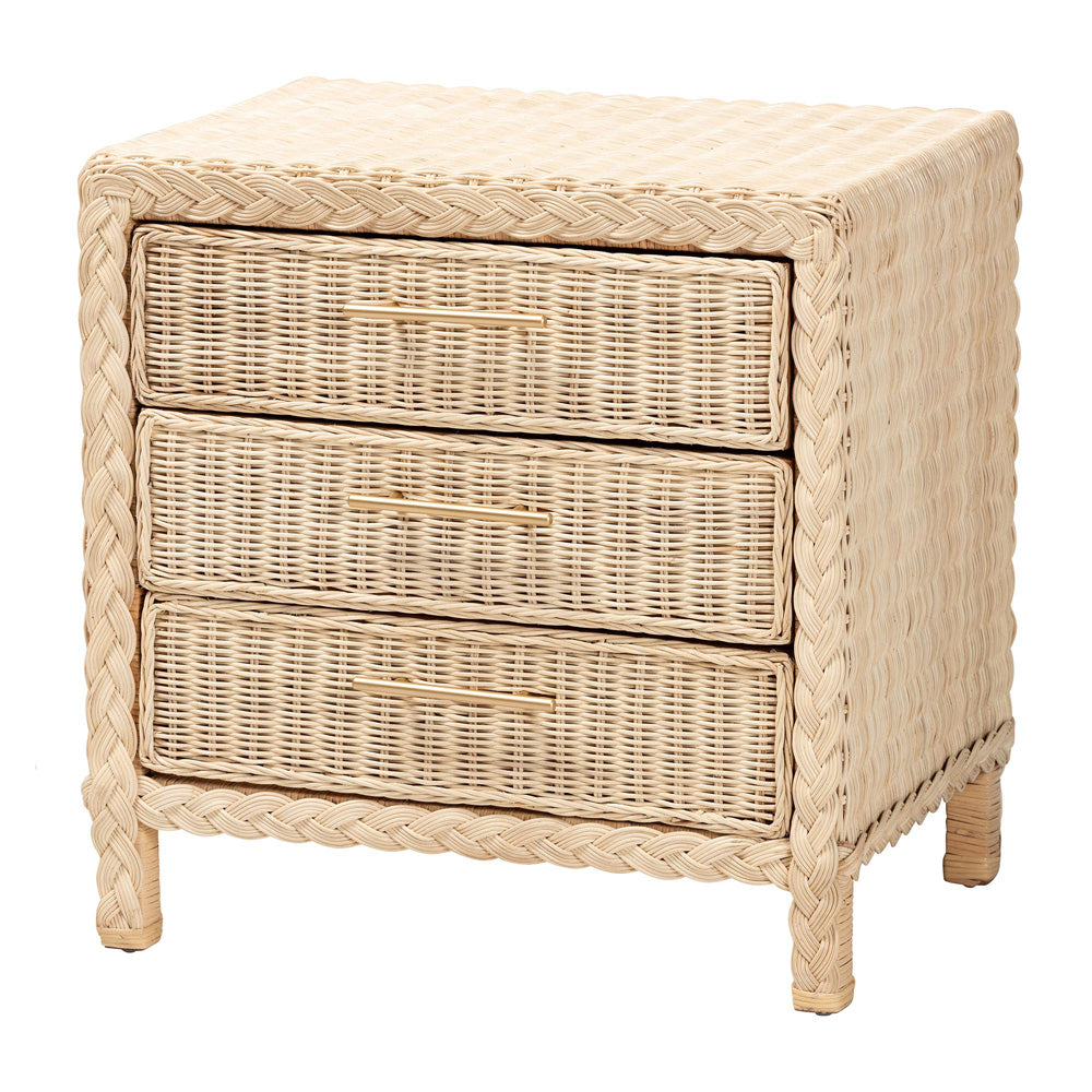 bali & pari - Lanica Queen Bedroom Set in Sun-bleached Rattan - Braided Sun Bleached Ivory-Wood/Rattan-4PC Bedroom Set-New view 4
