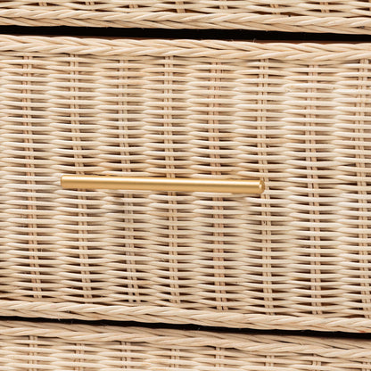bali & pari - Lanica Queen Bedroom Set in Sun-bleached Rattan - Braided Sun Bleached Ivory-Wood/Rattan-4PC Bedroom Set-New view 6