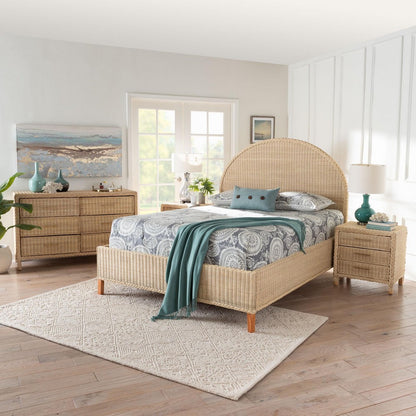bali & pari - Lanica Queen Bedroom Set in Sun-bleached Rattan - Braided Sun Bleached Ivory-Wood/Rattan-4PC Bedroom Set-New view 11