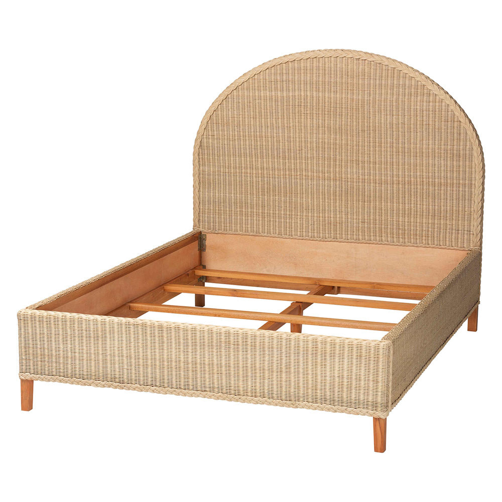 bali & pari - Lanica Queen Size Bed in Sun-bleached Rattan - Braided Sun Bleached Ivory-Wood/Rattan-Queen-New view 3
